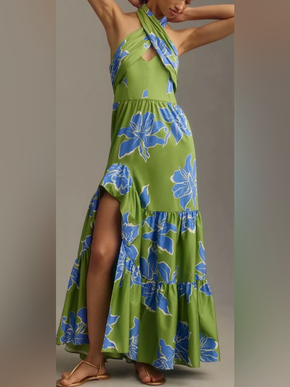 NEW Anthropologie Hutch Floral Halter Maxi Dress 4P